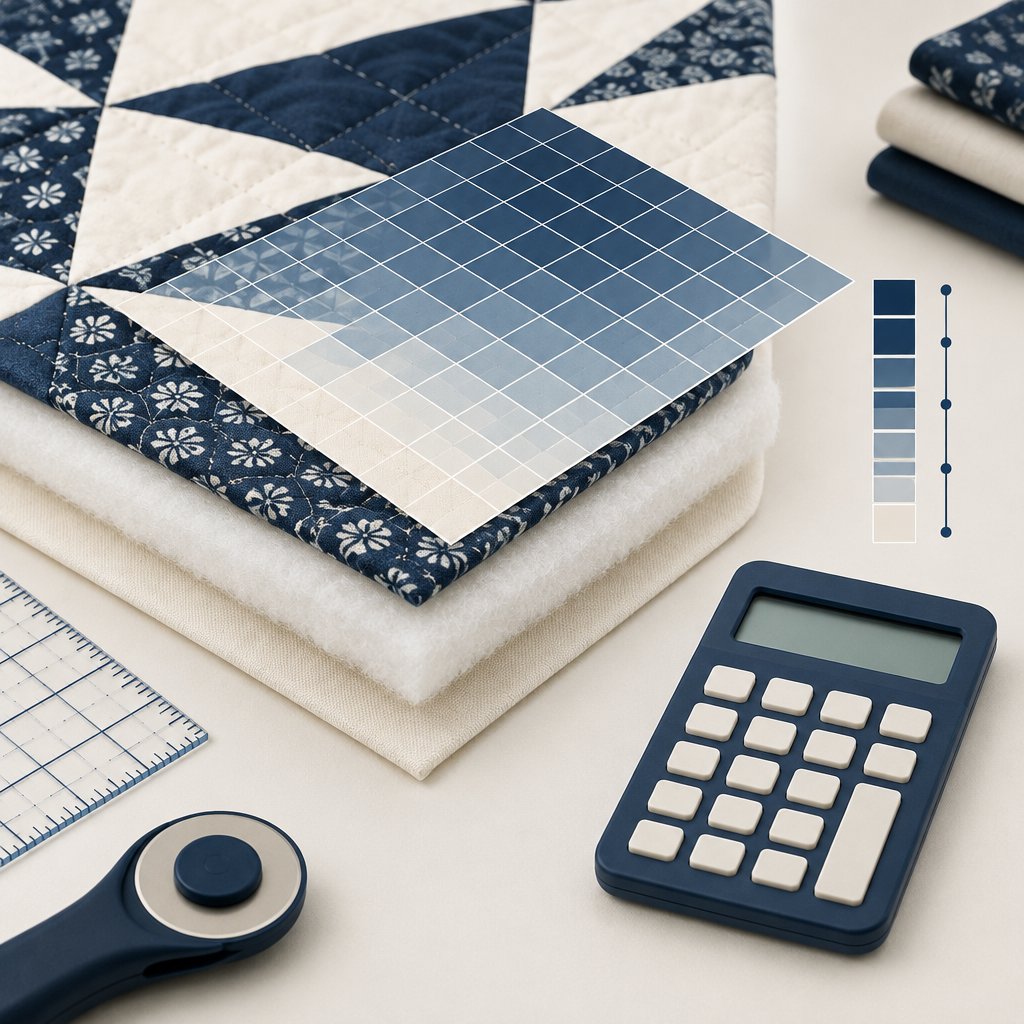 Quilt corner with a soft grid suggesting cents per square inch after intake