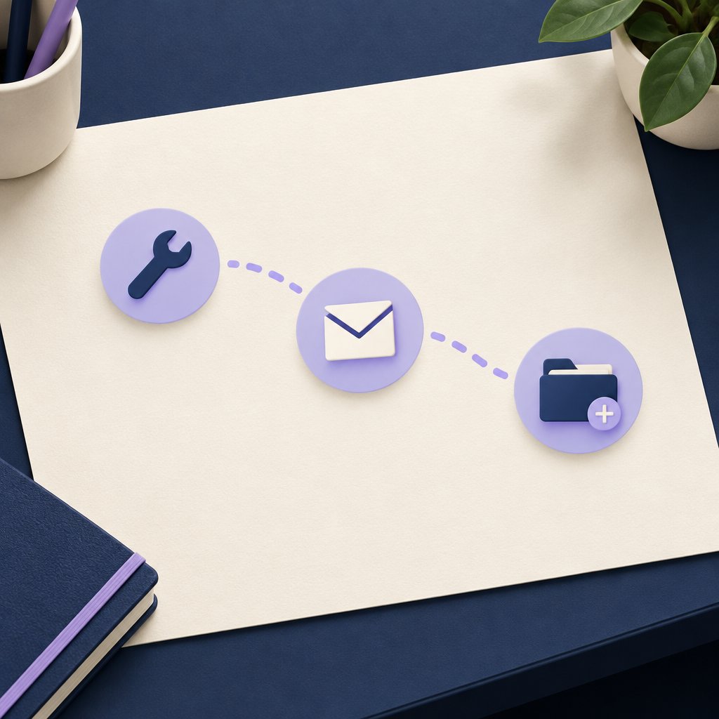 Soft funnel path from free tool to email to optional paid folder