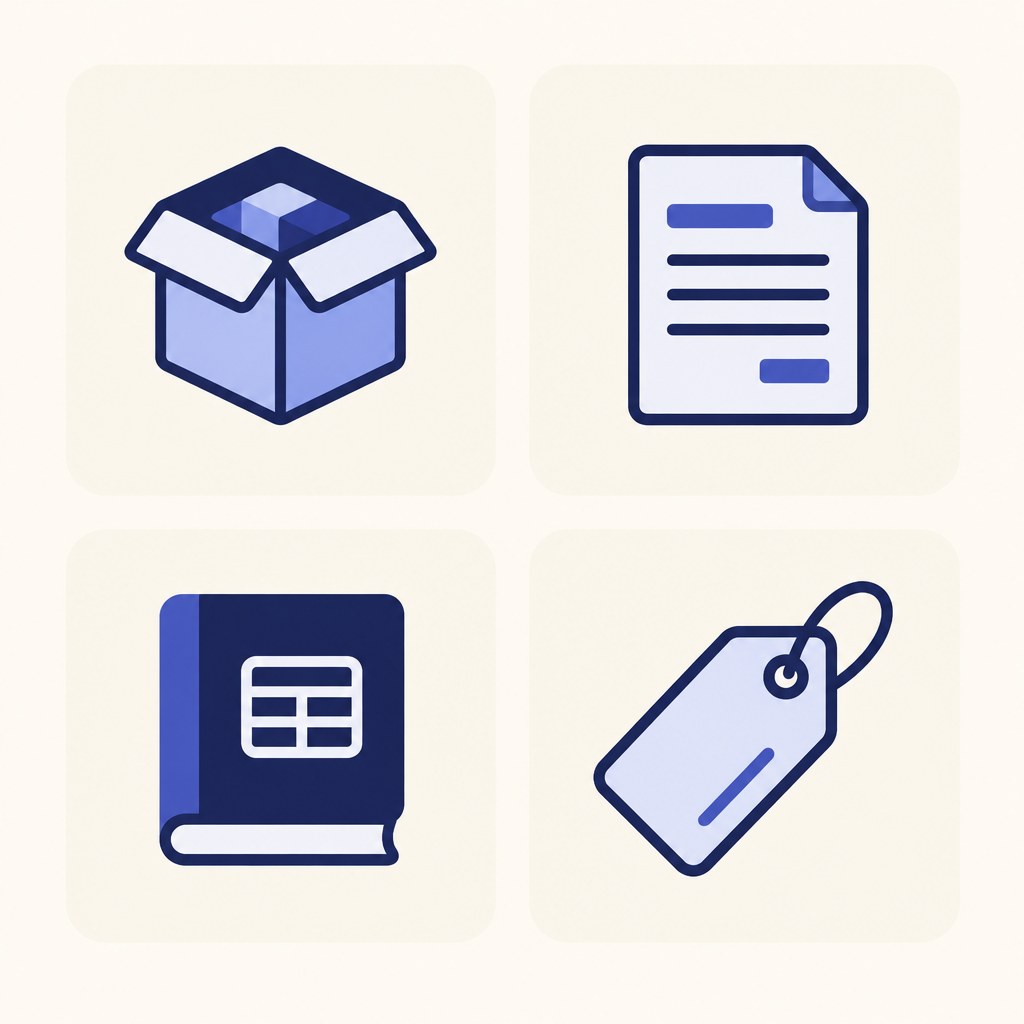 Soft icon cards for invoice and outstanding-log tabs